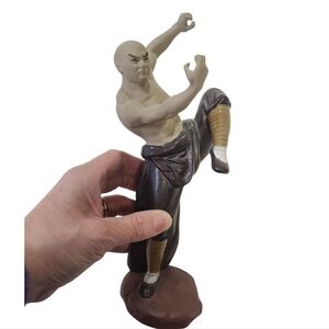 Martial Arts Figurine, Shiwan Mudman Chinese Kung Fu Munk Bisque Figurine
